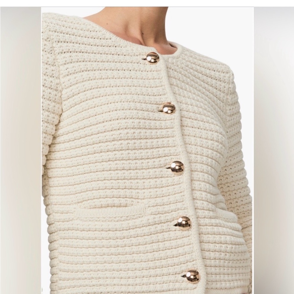 NWT PAIGE Oberon Cream Textured Cardigan Sweater Jacket XS Gold Buttons - Picture 7 of 9